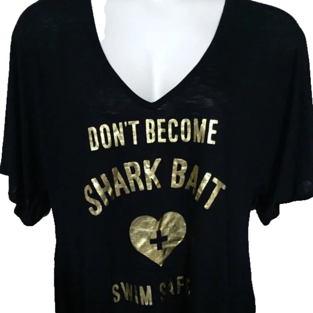 (NWT) Miken Juniors Black/Gold Oversized Swimsuit Cover Up Size S